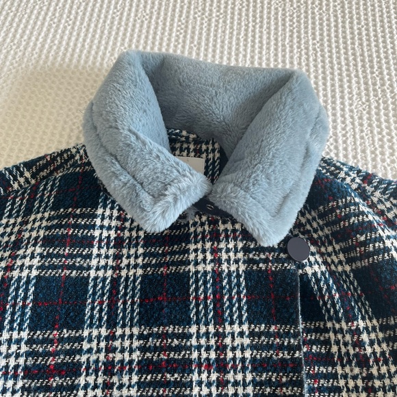NWT NVL Plaid Coat Blue size M - Picture 9 of 10